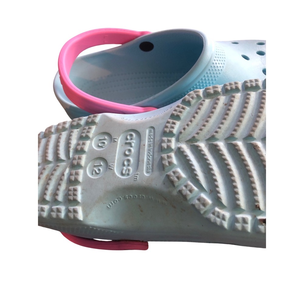 Crocs Classic Clogs Light Blue Pink Mens 10 Womens 12 Two Tone Slip On Shoes - Picture 5 of 6